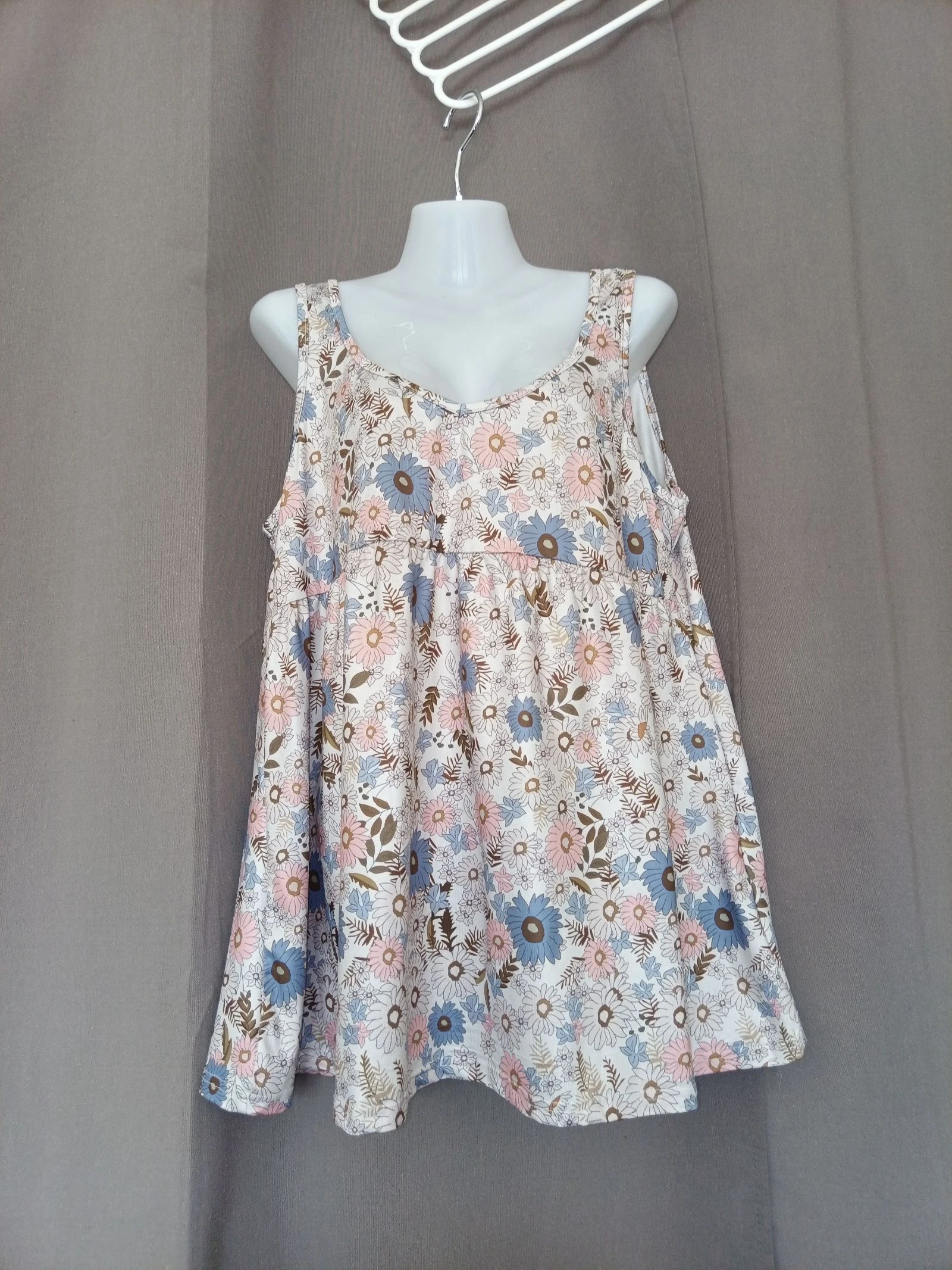 Débardeur blanc fleurs 1XL